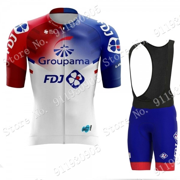 FDJ Pro Team 2021 Fietskleding Fietsshirt Korte Mouw+Korte Fietsbroeken Bib 2021072835