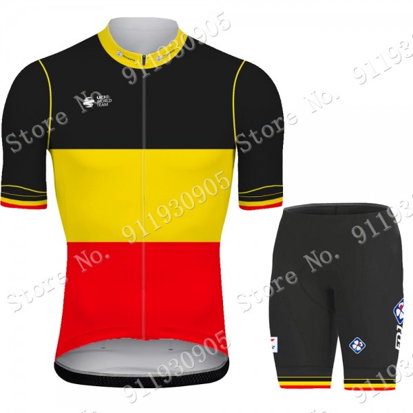 FDJ Pro Team belgium 2021 Fietskleding Fietsshirt Korte Mouw+Korte Fietsbroeken Bib 2021072856