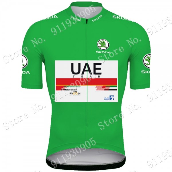 Green UAE Emirates Tour De France 2021 Wielerkleding Fietsshirt Korte Mouw 2021072950