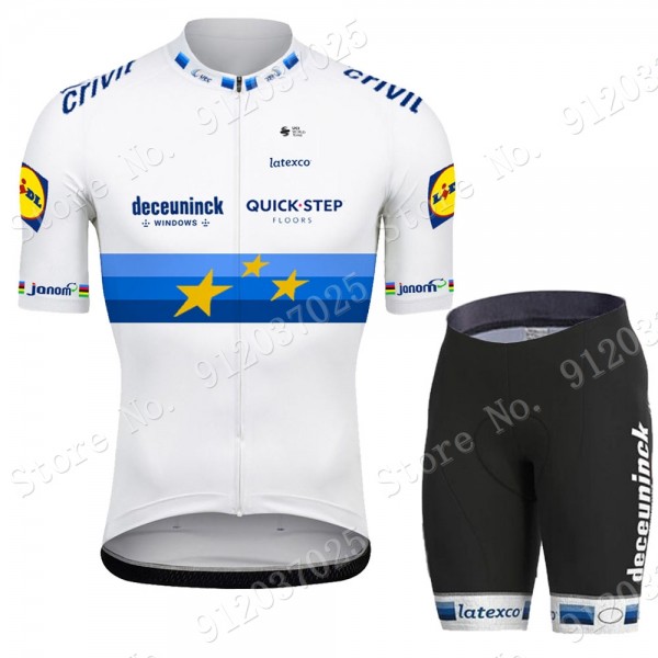 Deceuninck quick step 2021 European Champion Team Fietskleding Fietsshirt Korte Mouw+Korte Fietsbroeken Bib 2021062692