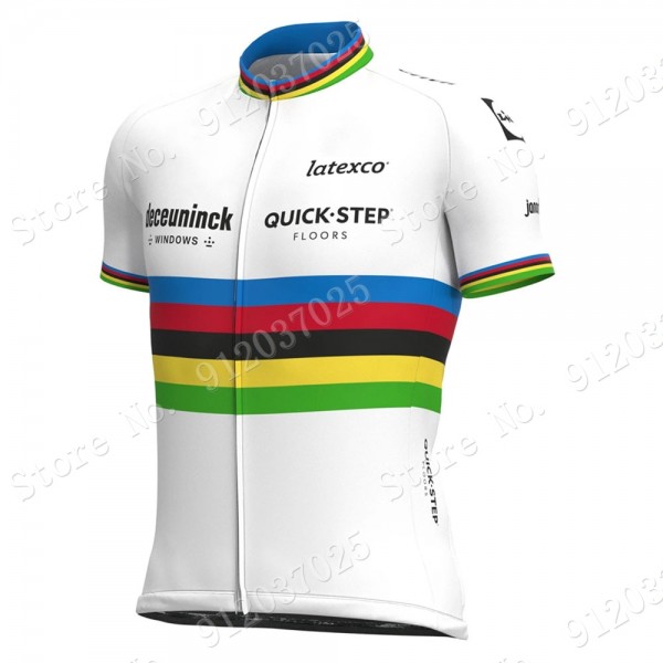 World Champion Deceuninck quick step 2021 Team Fietskleding Fietsshirt Korte Mouw 2021062763