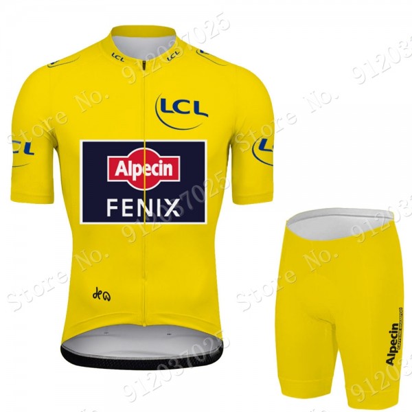 Yellow Alpecin Fenix Tour De France 2021 Team Fietskleding Fietsshirt Korte Mouw+Korte Fietsbroeken 2021062705