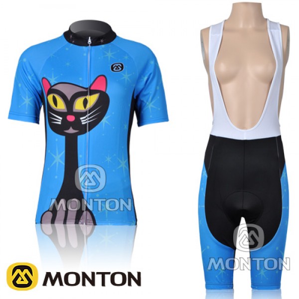 2011 MONTON Blue Cat vrouw models trui Korte fietsbroeken Bib met zeem Fietspakken 3445