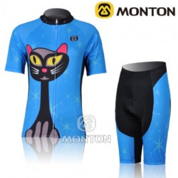 2011 Monton Blue Cat vrouw Fietspakken Fietsshirt Korte+Korte fietsbroeken zeem 3452