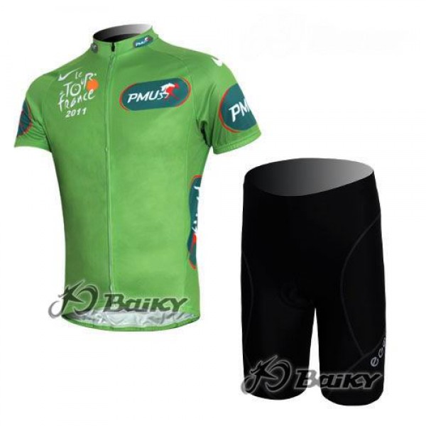 Tour de France 2011 Fietspakken Fietsshirt Korte+Korte fietsbroeken zeem Groene trui 4151