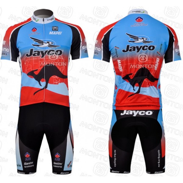 JAYCO Pro Team Fietsshirt Korte mouw Korte fietsbroeken met zeem Kits blauw rood 261