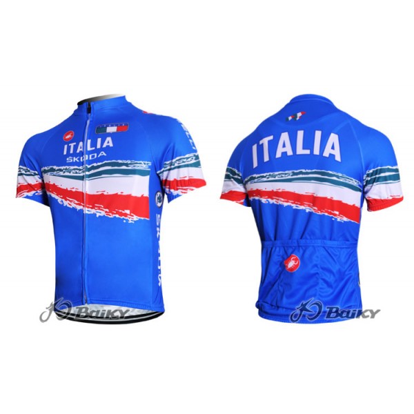 2012 CASTELLI ITALIA SKODAFietsshirt Korte mouw blauw 3840