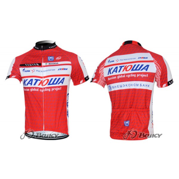 2012 Katusha Rusland Fietsshirt Korte mouw rood 3846