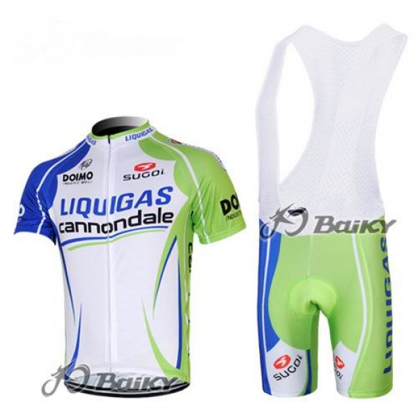 Liquigas Cannondale Fietsshirt Korte mouw+Korte fietsbroeken Bib met zeem Kitsgroen wit 4263