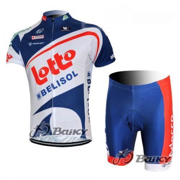 2012 Lotto Belisol Fietspakken Fietsshirt Korte+Korte fietsbroeken zeem wit blauw 4041
