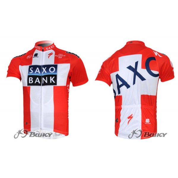 2012 Saxo Bank Pro Team Deens kampioenFietsshirt Korte mouw rood wit 3868