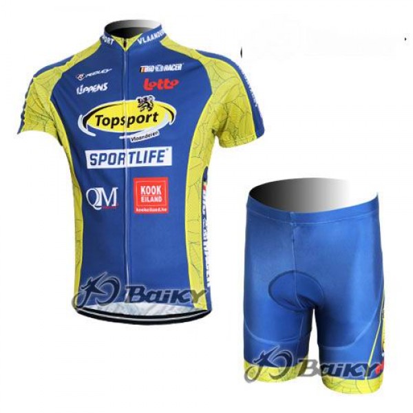 Topsport Fietspakken Fietsshirt Korte+Korte fietsbroeken zeem blauw geel 4147