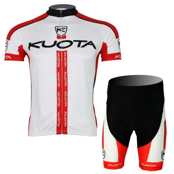 2013 KUOTA Fietsshirt Korte mouw+Korte fietsbroeken met zeem Kits wit rood 649