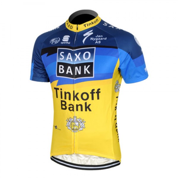 2013 Saxo Bank Tinkoff Pro Team Fietsshirt Korte mouw blauw geel 3819