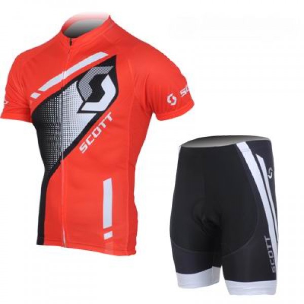 2013 Scott Racing Fietsshirt Korte mouw+Korte fietsbroeken met zeem Kits rood zwart 4024