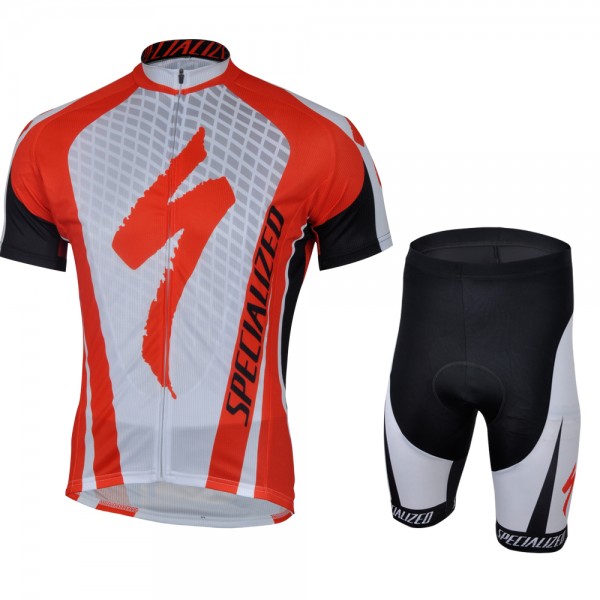 2013 Specialized Fietsshirt Korte mouw+Korte fietsbroeken met zeem Kits wit rood zwart 4026