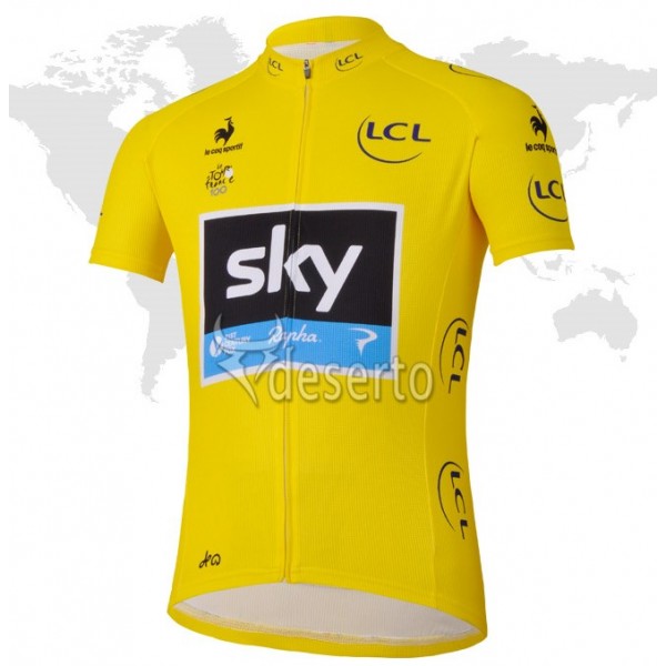 2013 Team Sky gele trui? Fietsshirt Korte mouw 1370