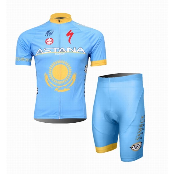 2014 Astana Team Specialized Fietskleding Fietsshirt Korte Mouwen+Fietsbroek Korte zeem 817