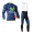 Movistar 2014 Fietskleding Fietsshirt Lange Mouwen+lange fietsbroeken Bib Blauw Zwart 1132