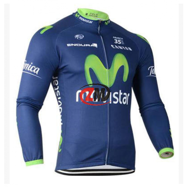 Movistar 2014 Fietsshirt lange mouw Blauw 1133