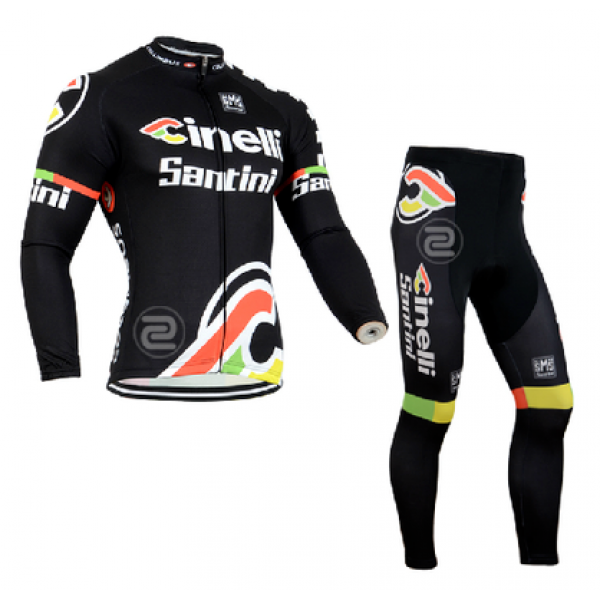 2014 Cinelli Fietskleding Fietsshirt lange mouw+lange fietsbroeken Zwart 1206