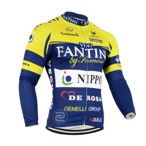 2014 FANTINI Fietsshirt lange mouw Blauw geel Wit 1417