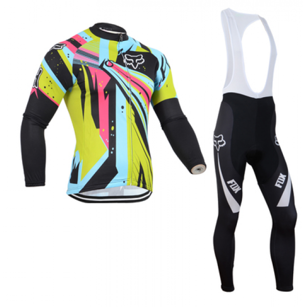 2014 Fox Fietskleding Fietsshirt Lange Mouwen+lange fietsbroeken Bib 1012