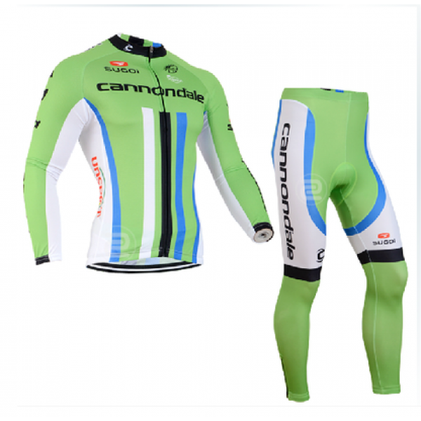 2014 Cannondale Fietskleding Fietsshirt lange mouw+lange fietsbroeken Blauw Zwart Wit 1433