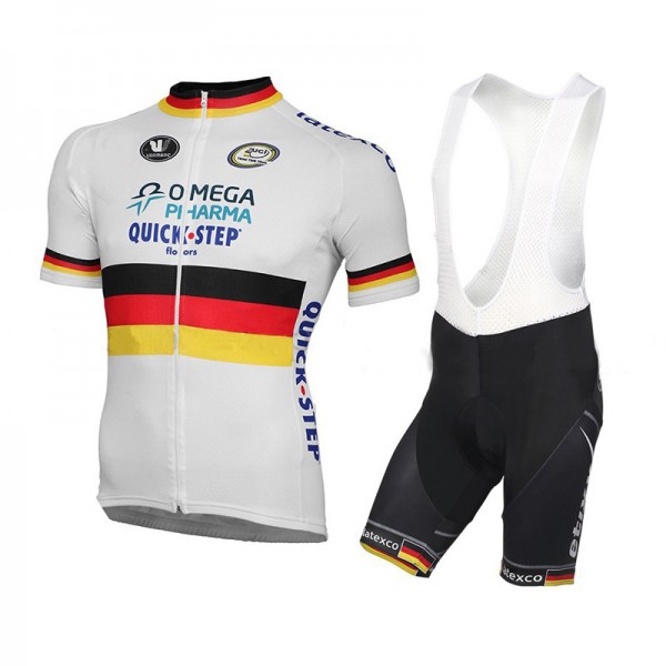 2015 Omega Pharma Quick Step Fietskleding Fietsshirt Korte+Korte Fietsbroeken Bib wit 1895