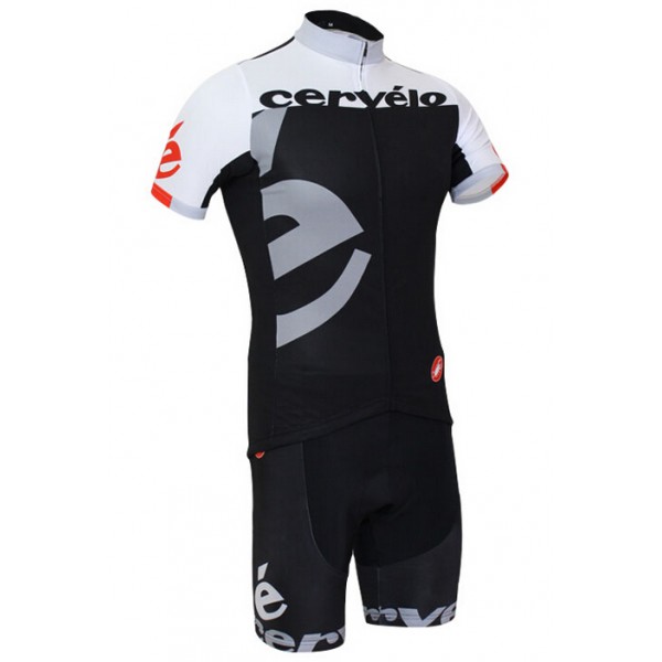 2015 Cervelo Fietsshirt Korte Mouw Zwart gris+Korte Fietsbroeken 1715