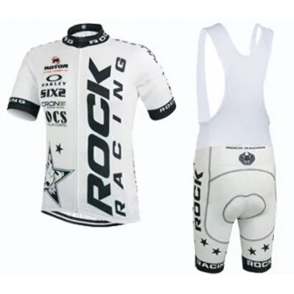 2015 Rock Racing wit Fietskleding Set Fietsshirt Korte Mouwen+Fietsbroek Bib Korte 2216