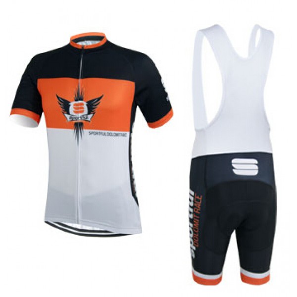 2015 Sportful wit zwart orange Fietskleding Set Fietsshirt Korte Mouwen+Fietsbroek Bib Korte 2269