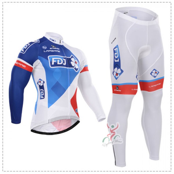 2015 FDJ Fietskleding Fietsshirt lange mouw+Lange fietsbroeken 1737