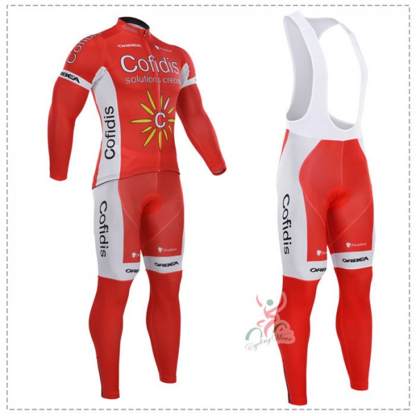 2015 Cofidis Fietskleding Fietsshirt lange mouw+Lange fietsbroeken Bib 1725