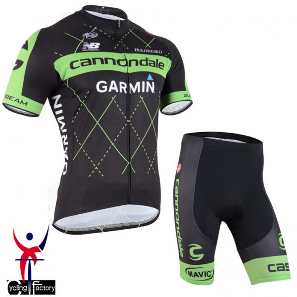 2015 Cannondale Garmin Fietsshirt Korte Mouw Zwart+Korte Fietsbroeken 1581