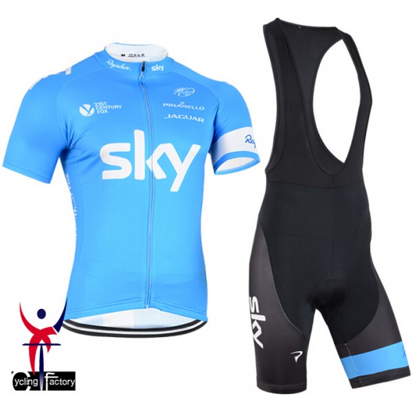 2015 Sky Fietskleding Fietsshirt Korte Zwart+Korte Fietsbroeken Bib 2061