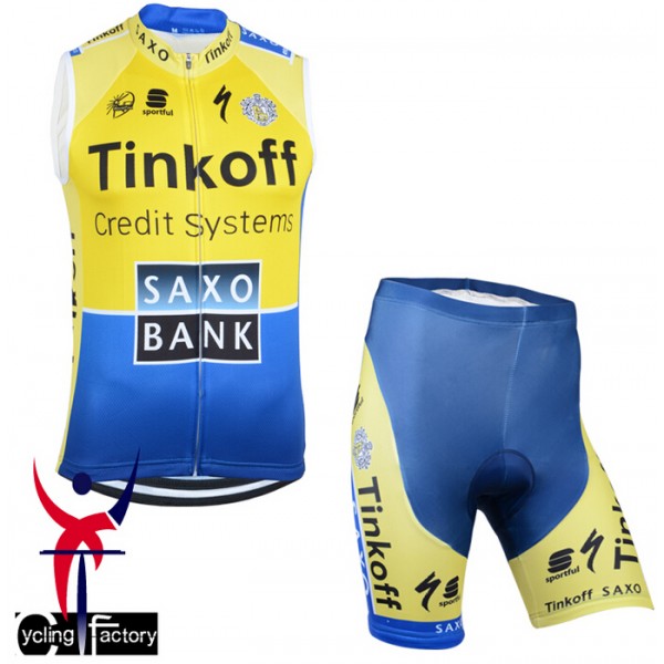 2014 Saxo Bank Tinkoff Fietsshirt Zonder Mouwen+Korte Fietsbroeken 1325