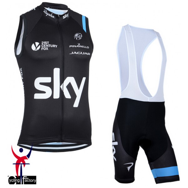 2014 Sky Fietsshirt Zonder Mouwen+Korte Fietsbroeken Bib 1345