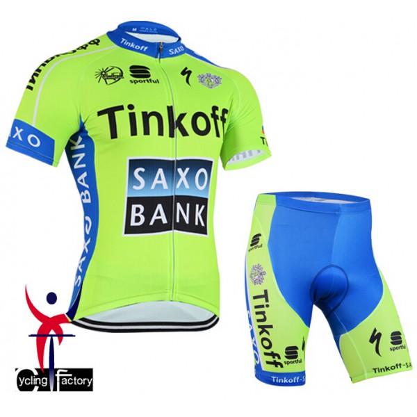 2015 Saxo Bank Tinkoff Fietsshirt Korte Mouw+Korte Fietsbroeken Fluorescence 1946