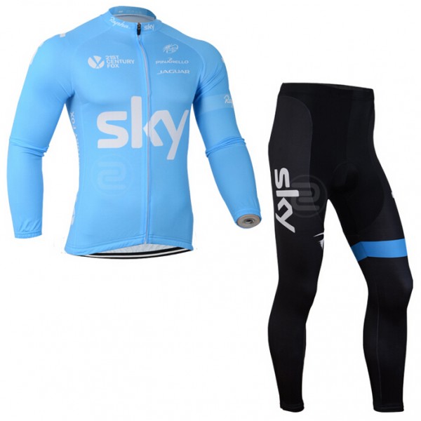 2014 Sky Fietskleding Fietsshirt lange mouw+Lange fietsbroeken Zwart 1350