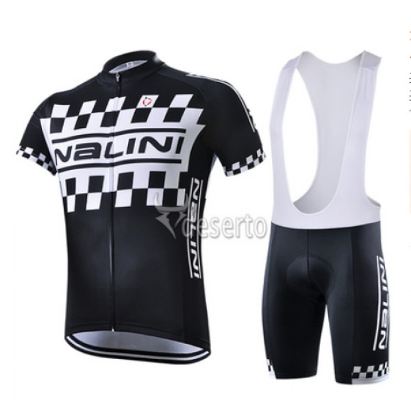 2015 Nalini Racing-Drapeau zwart Fietskleding Set Fietsshirt Korte Mouwen+Fietsbroek Bib Korte 2014