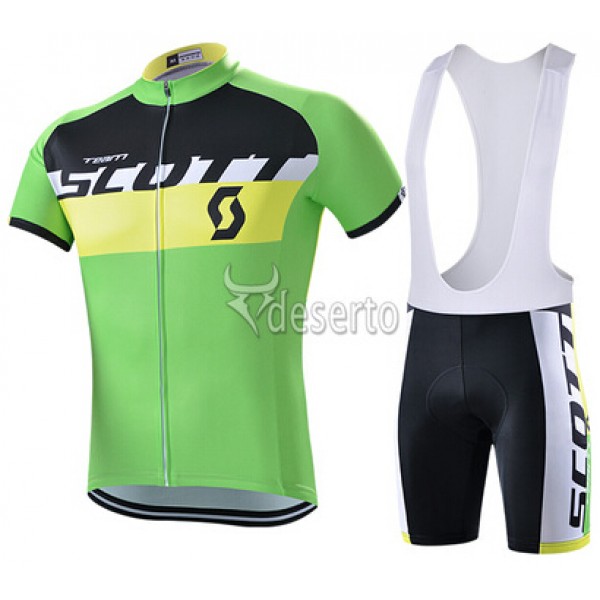 2015 Scott RC Fietskleding Set Fietsshirt Korte Mouwen+Fietsbroek Bib Korte groen 2244