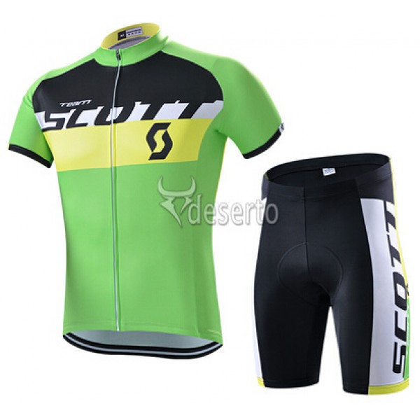 2015 Scott RC Fietskleding Set Fietsshirt Korte Mouwen+Fietsbroek Korte groen 2246