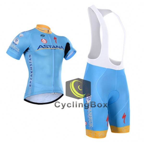 2015 Astana Fietskleding Set Fietsshirt Korte Mouwen+Fietsbroek Bib Korte 2122