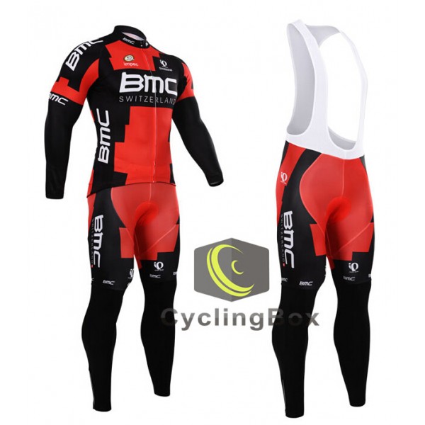 2015 BMC Fietskleding set Fietsshirt Lange Mouwen+lange fietsbroeken Bib 1557