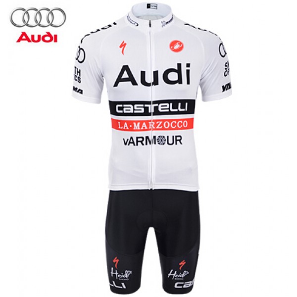 2015 AUDI Castelli Fietskleding Set Fietsshirt Korte Mouwen+Fietsbroek Korte wit 2315