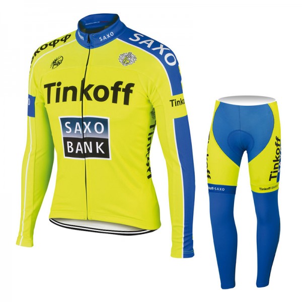 2015 Saxo Bank Tinkoff Fietskleding Fietsshirt lange mouw+Lange fietsbroeken 1977