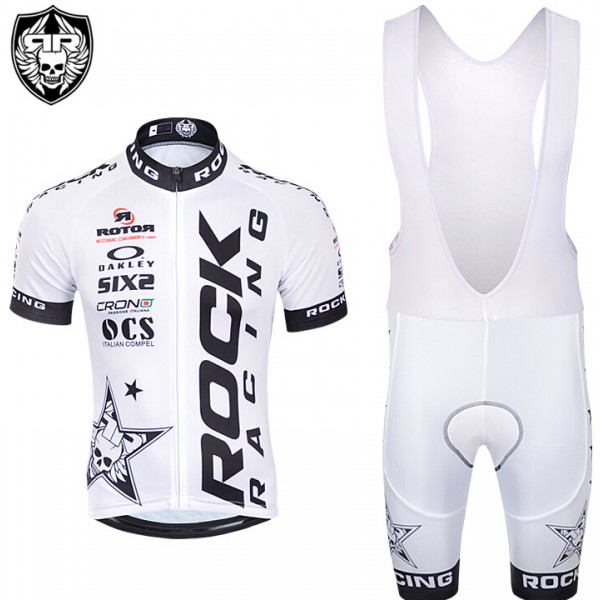 2015 Rock Racing wit Fietskleding Fietsshirt Korte+Korte Fietsbroeken Bib 2229