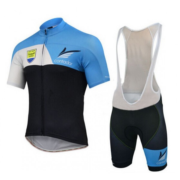 2015 Tinkoff Saxo Fietskleding Fietsshirt Korte+Korte Fietsbroeken Bib Blauw 2466