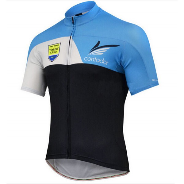 2015 Tinkoff Saxo Fietsshirt Korte Mouw Blauw 2468